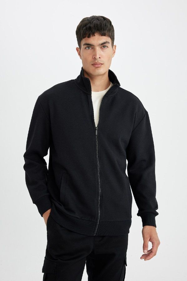 DEFACTO DEFACTO Comfort Fit Stand Collar Cardigan