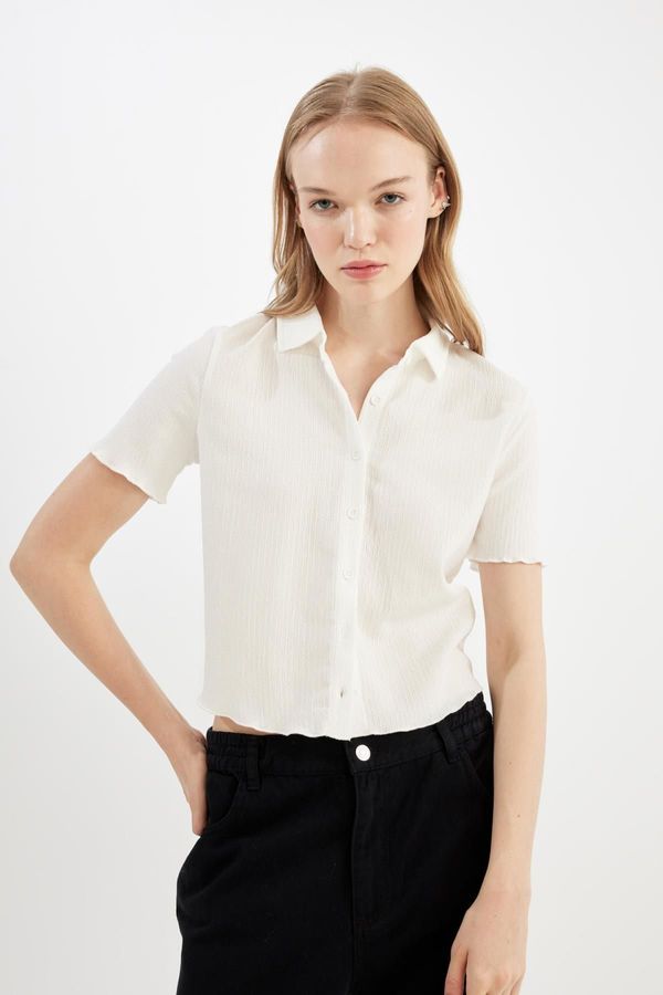 DEFACTO DEFACTO Cool Fitted Wrinkled Short Sleeve Shirt