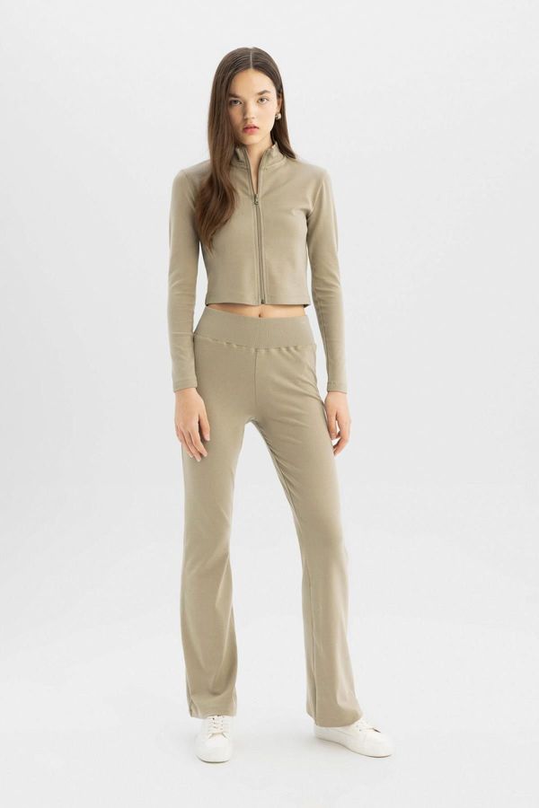 DEFACTO DEFACTO Cool Flare Fit Ribbed Basic Trousers