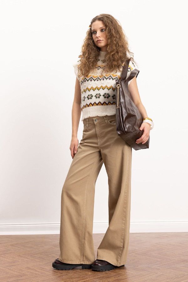 DEFACTO DEFACTO Cool Gabardine Trousers Wide Leg High Waist Wide Leg
