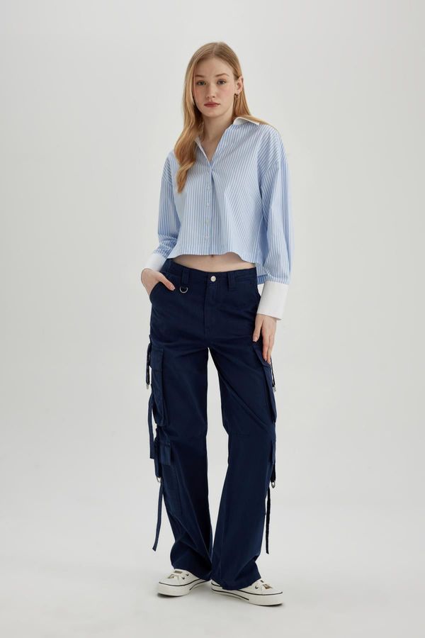 DEFACTO DEFACTO Cool Gabardine Trousers Wide Leg Wide Leg Cargo Pocket Plain Basic