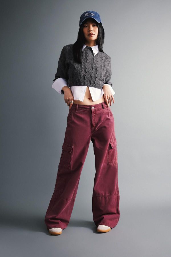 DEFACTO DEFACTO Cool Wide Leg Cargo Gabardine Trousers