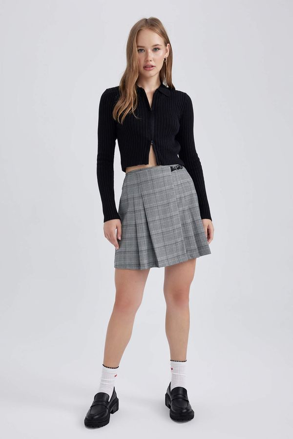 DEFACTO DEFACTO Coool Pleat Plaid Mini Skirt