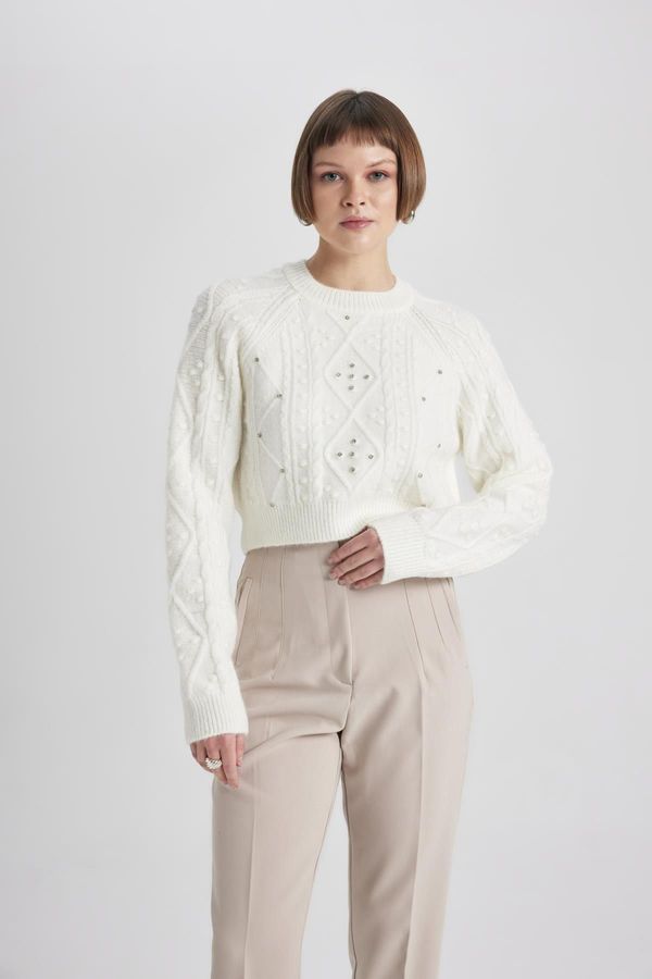 DEFACTO DEFACTO Crop Crew Neck Sweater