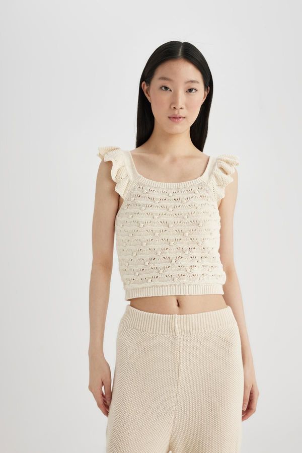 DEFACTO DEFACTO Crop Square Neck Openwork Knitwear Undershirt