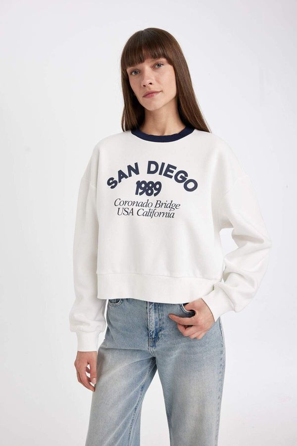 DEFACTO DEFACTO DFC - Boxy Fit Crew Neck Printed Thick Casual Sweatshirt