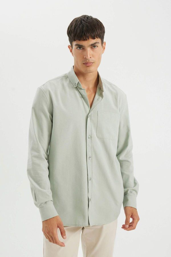 DEFACTO DEFACTO DFC - Regular Fit Polo Collar Oxford Long Sleeve Shirt