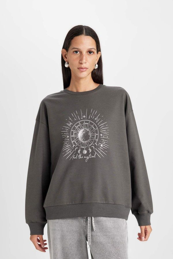 DEFACTO DEFACTO DFC - Relax Fit Crew Neck Printed Sweatshirt