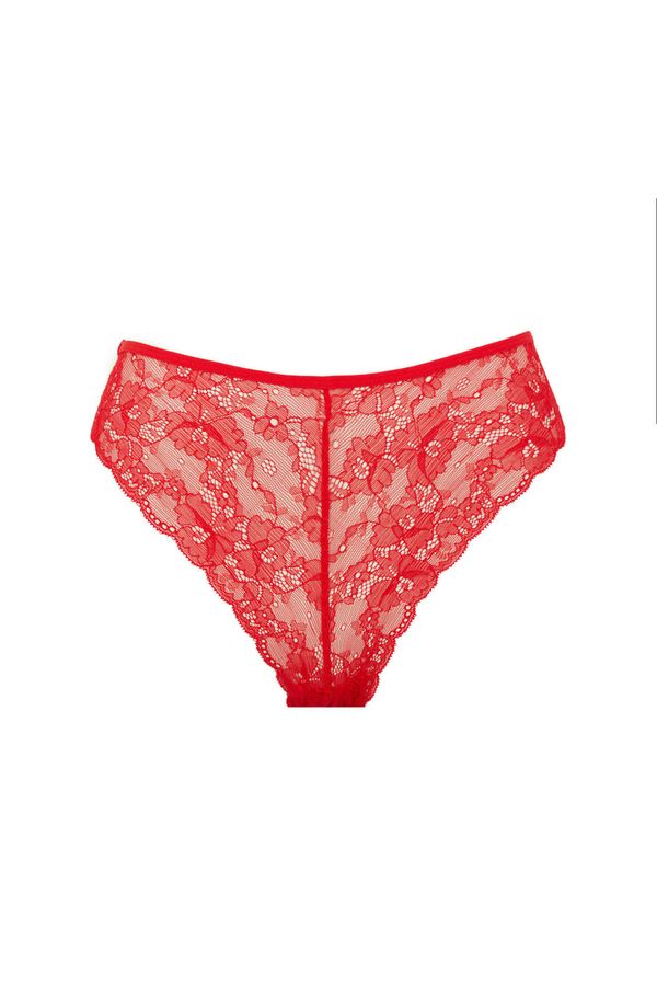 DEFACTO DEFACTO Fall in Love New Year Themed Red Lace Brazilian Slip Panty
