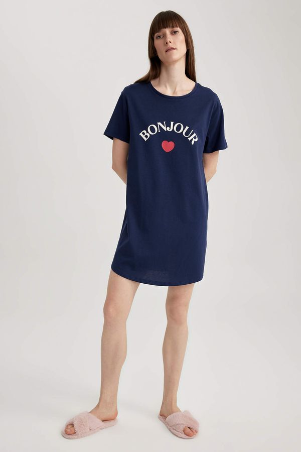 DEFACTO DEFACTO Fall in Love Printed Short Sleeve Nightgown