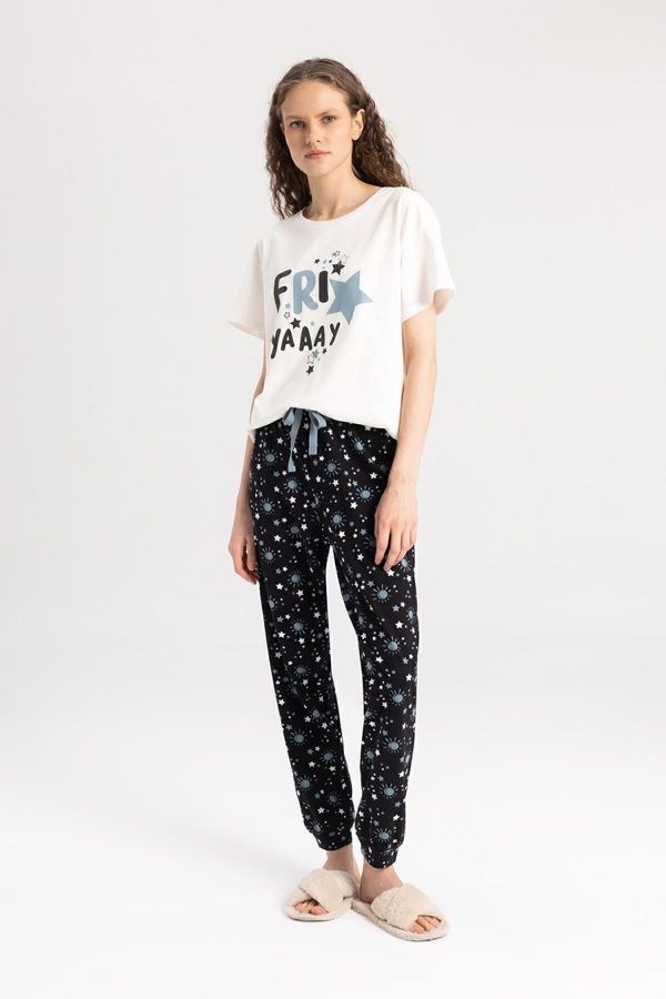 DEFACTO DEFACTO Fall In Love Printed Short Sleeve Pajamas Set