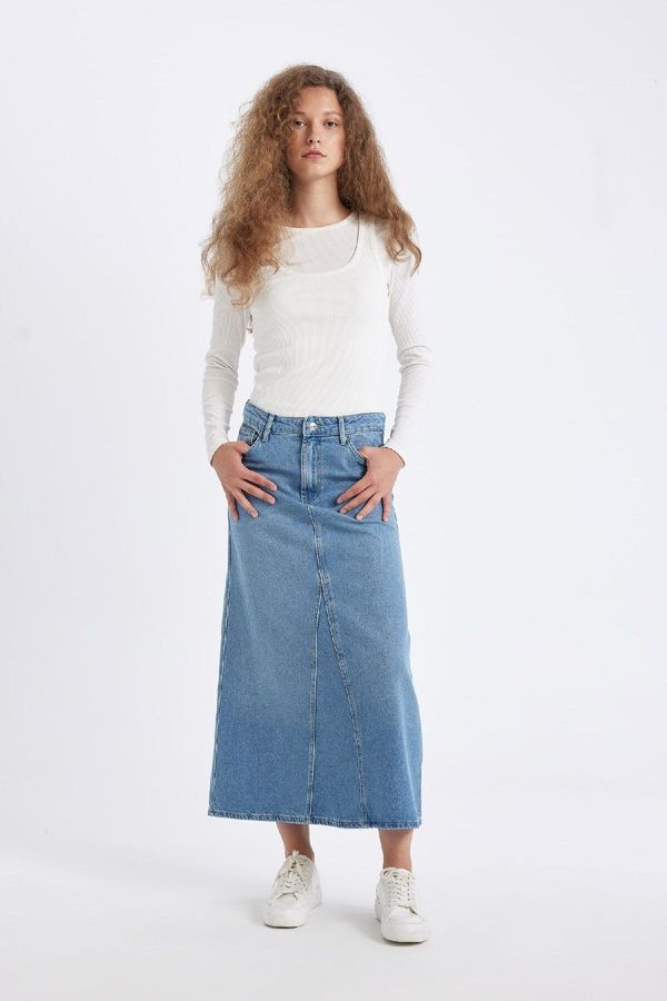 DEFACTO DEFACTO Fashion Fit Pocketed Maxi Jean Skirt