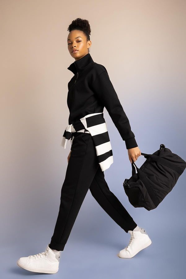 DEFACTO DEFACTO Fit Jogger Sweatpants Standard Fit Elastic Waist Pocket Basic Plain