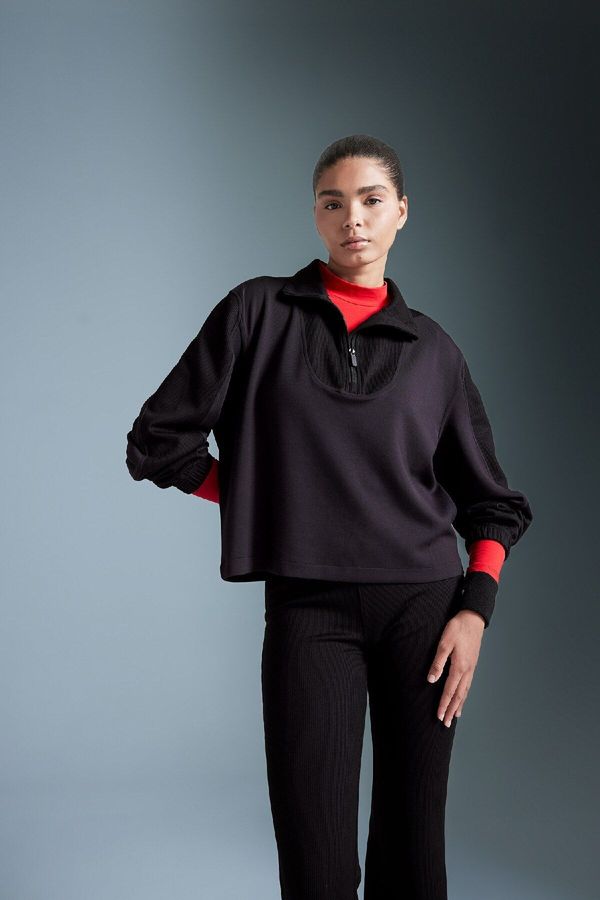 DEFACTO DEFACTO Fit Oversize Wide Mold Stand Collar Modal Sports Sweatshirt