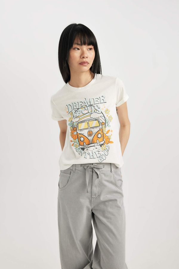 DEFACTO DEFACTO Fitted Printed Short Sleeve T-Shirt