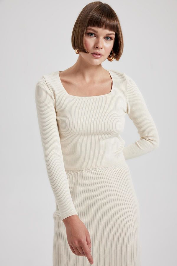 DEFACTO DEFACTO Fitted Square Collar Ribbed Sweater