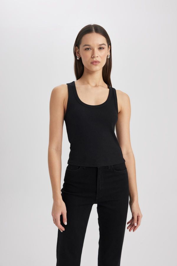 DEFACTO DEFACTO Fitted U Neck Ribbed Camisole Black Undershirt