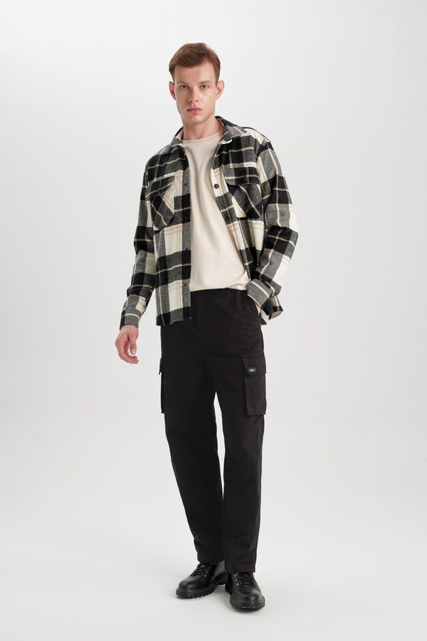 DEFACTO DEFACTO Gabardine Trousers Baggy Fit Cargo Pocket Straight Leg