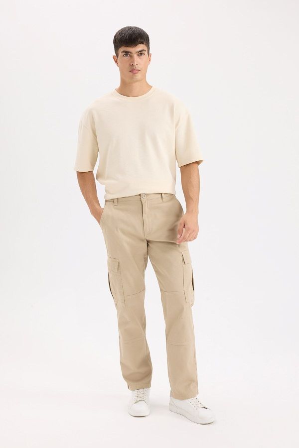 DEFACTO DEFACTO Gabardine Trousers Wide Leg Cargo Pocket Straight Leg