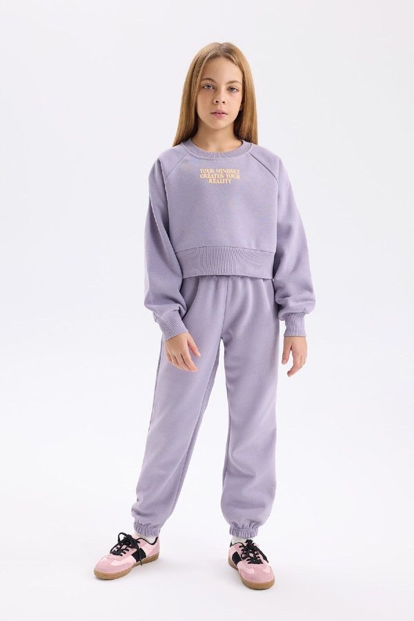 DEFACTO DEFACTO Girl 2 Piece Set Thick Fabric Sweatshirt Top Flexible Waist Jogger Tracksuit Bottom