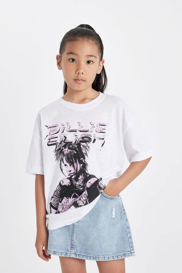 DEFACTO DEFACTO Girl Billie Eilish Relax Fit Crew Neck Short Sleeve T-Shirt