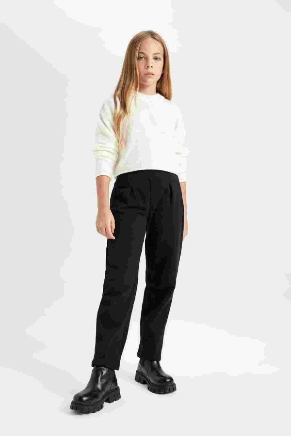 DEFACTO DEFACTO Girl Black Straight Fit Straight Cut Elastic Waist Trousers