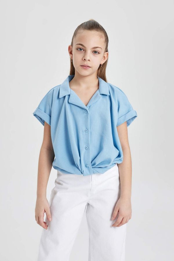 DEFACTO DEFACTO Girl Cotton Short Sleeve Crop Shirt