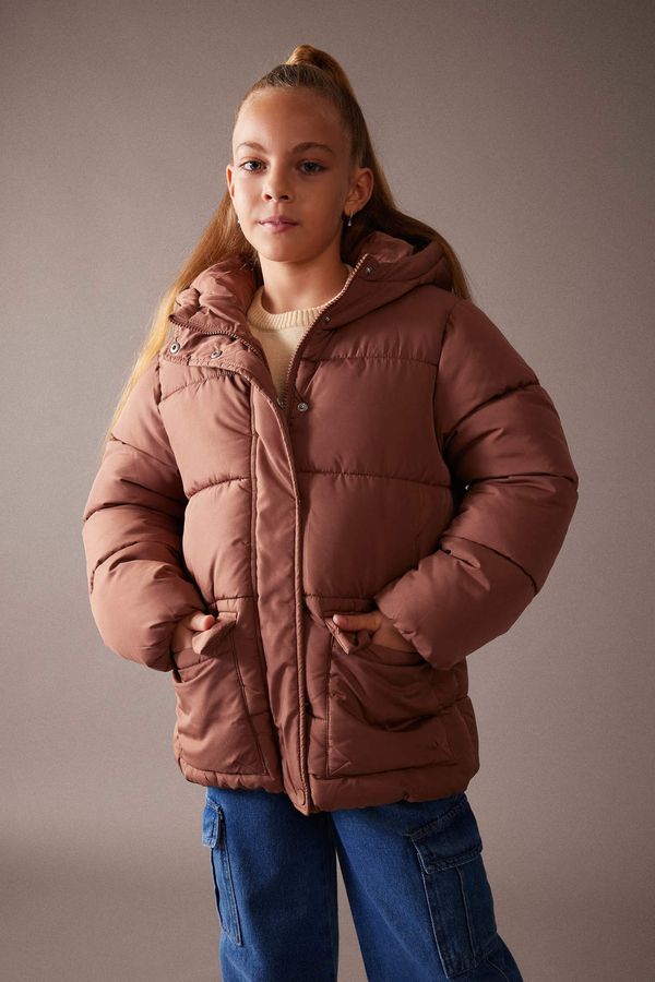 DEFACTO DEFACTO Girl Hooded Fleece Lined Puffer Jacket