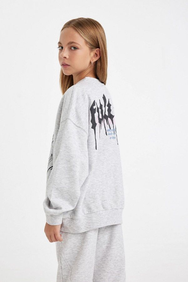 DEFACTO DEFACTO Girl Oversize Fit Crew Neck Printed Sweatshirt