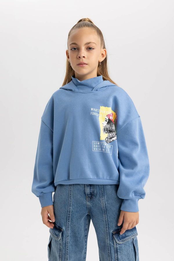 DEFACTO DEFACTO Girl Oversize Fit Crew Neck Printed Sweatshirt