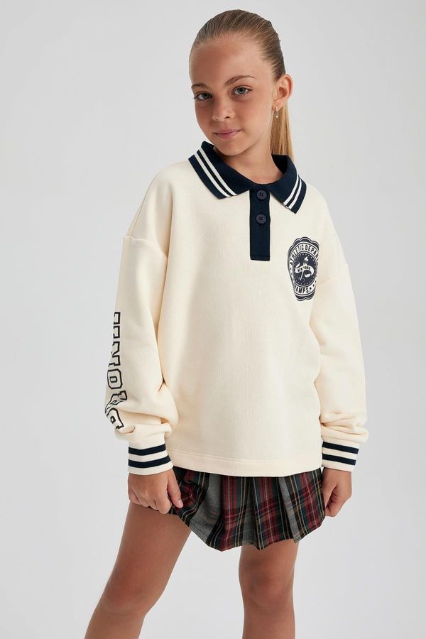 DEFACTO DEFACTO Girl Oversize Fit Polo Neck School Sweatshirt