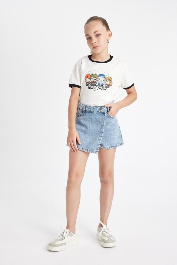 DEFACTO DEFACTO Girl Pocket Asymmetrical Jean Shorts Skirt