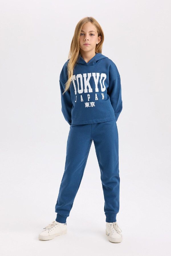 DEFACTO DEFACTO Girl Printed Crew Neck Thick Sweatshirt Elastic Waist Jogger Tracksuit Bottoms 2-Piece Set