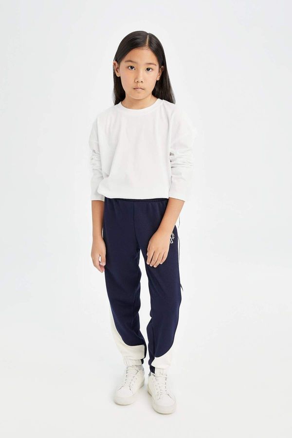 DEFACTO DEFACTO Girl Printed Elastic Waist Leg Navy Blue Jogger Sweatpants