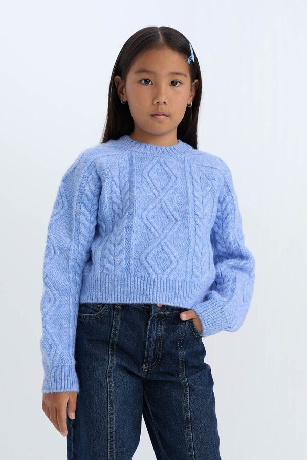 DEFACTO DEFACTO Girl Regular Fit Crew Neck Hair Knitted Sweater