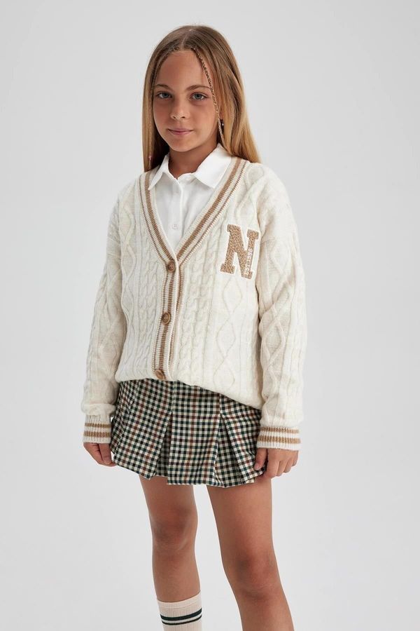 DEFACTO DEFACTO Girl V Neck Knitwear College School Cardigan