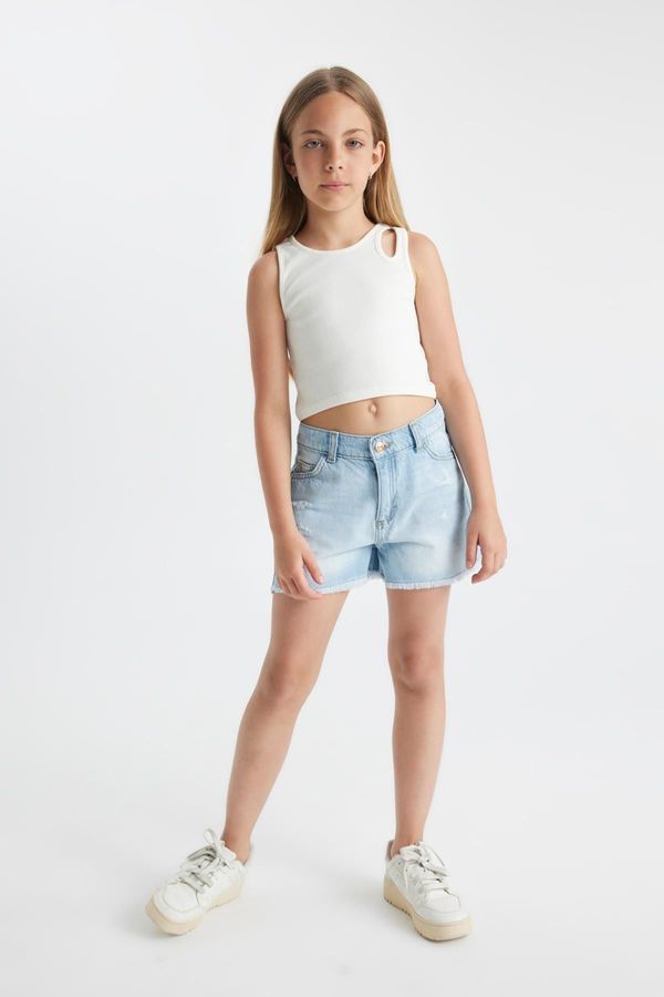 DEFACTO DEFACTO Girl&#39;s Ripped Detailed Jean Shorts