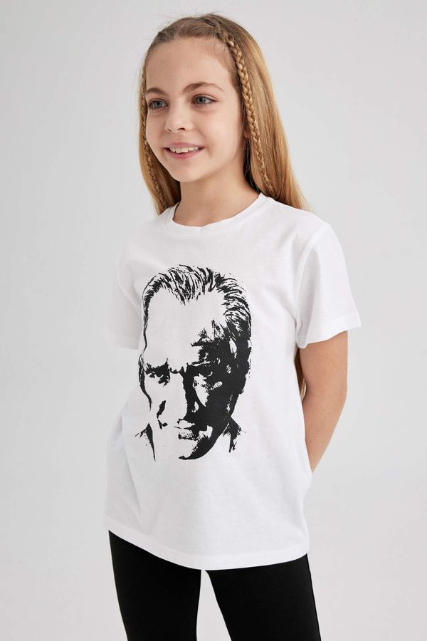 DEFACTO DEFACTO Girls Atatürk Printed Short Sleeve T-Shirt