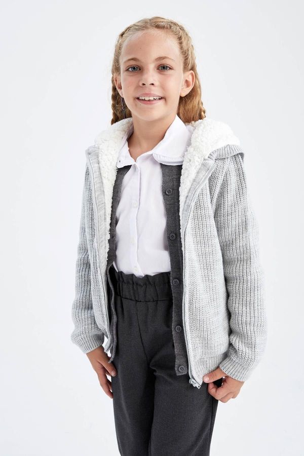 DEFACTO DEFACTO Girls' Back To School Hooded Cardigan