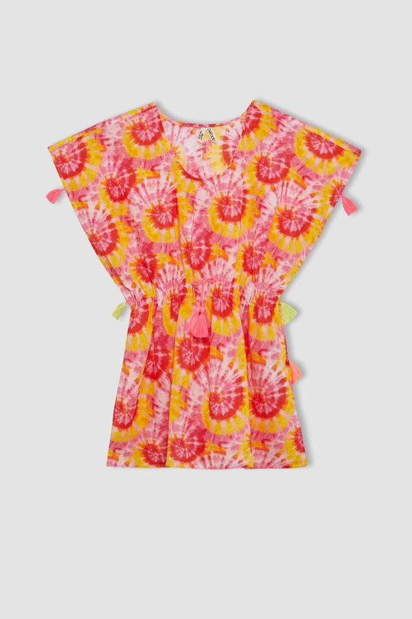 DEFACTO DEFACTO Girl's Batik Patterned Beach Dress