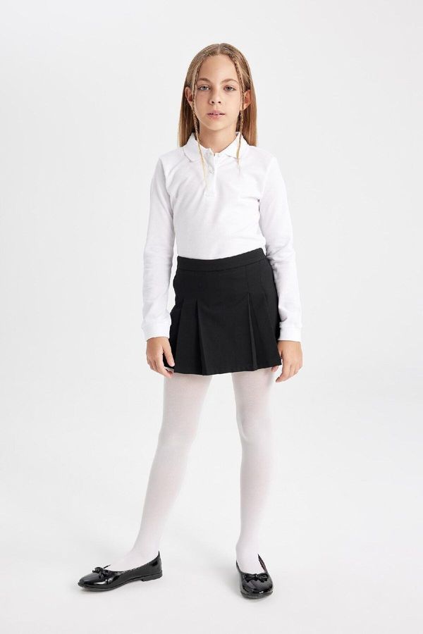 DEFACTO DEFACTO Girls Black Twill School Skirt