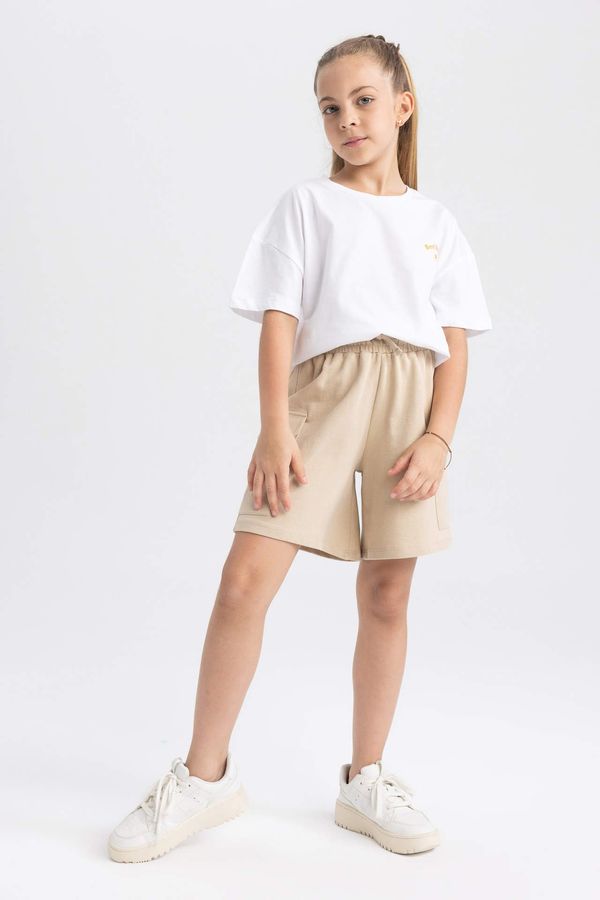 DEFACTO DEFACTO Girls Cargo Fit Sweatshirt Fabric Shorts