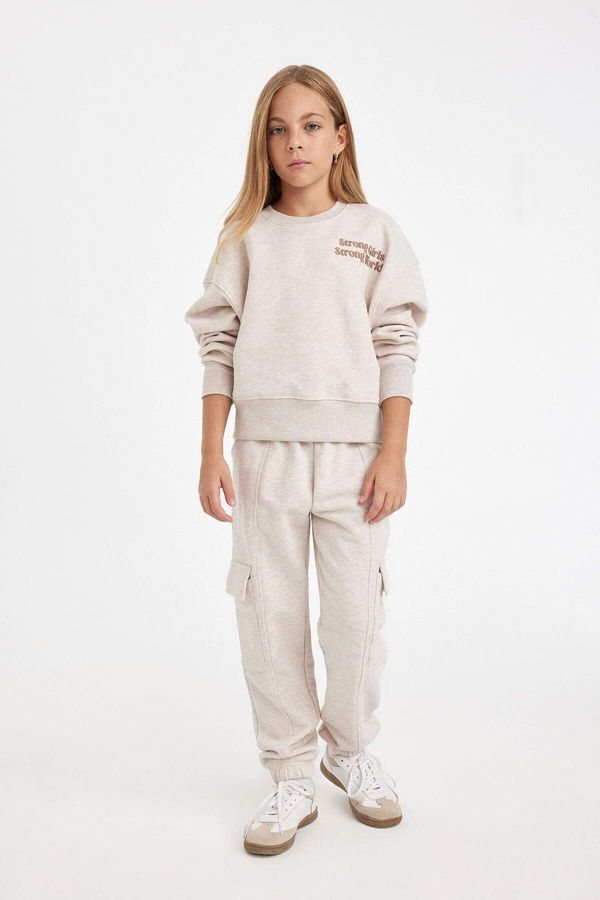 DEFACTO DEFACTO Girl's Cargo Pocket Elastic Waist Leg Jogger Sweatpants