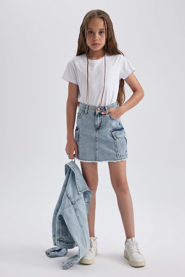 DEFACTO DEFACTO Girl's Cargo Pocket Jean Skirt