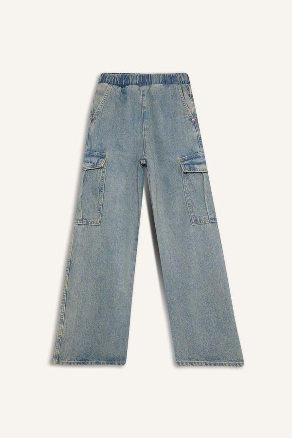 DEFACTO DEFACTO Girls Cargo Pocket Wide Leg Wide Leg Jean Pants D4690a824wn