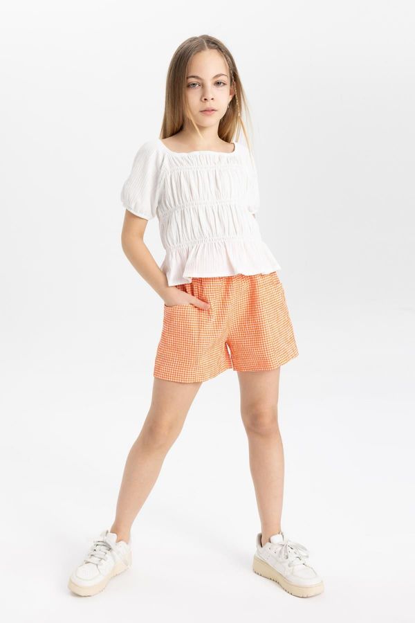 DEFACTO DEFACTO Girl's Checkered Paperbag Shorts