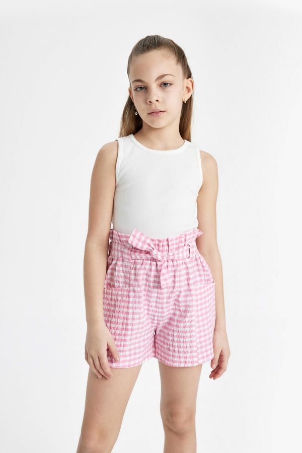 DEFACTO DEFACTO Girl's Checkered Paperbag Shorts