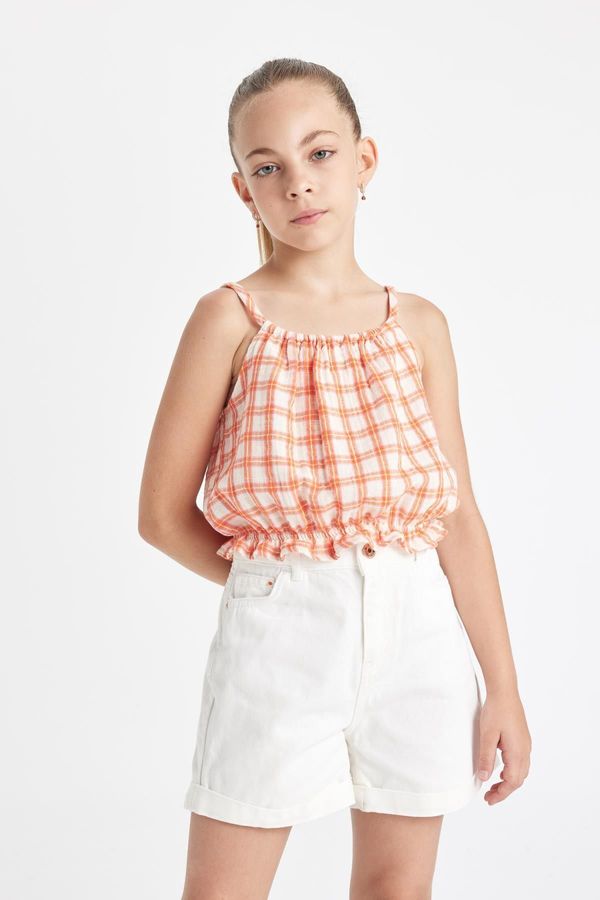 DEFACTO DEFACTO Girl's Checkered Strap Blouse