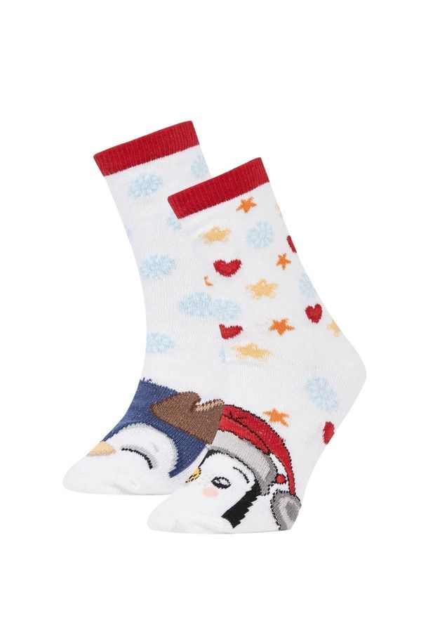 DEFACTO DEFACTO Girl's Christmas Themed Cotton 2-Piece Long Socks