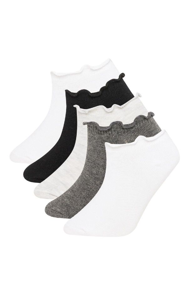 DEFACTO DEFACTO Girls Comfortable Elastic 5-Pack Cotton Ankle Socks